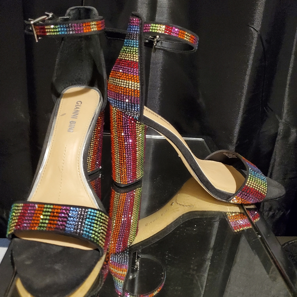 Gianni Bini rainbow rhinestone sparkly heels